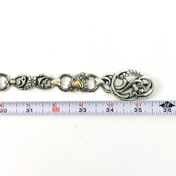 Vintage Silver & Gold Tone Hearts Chain Link Belt Sz M 35”Inches - Picture 9 of 10